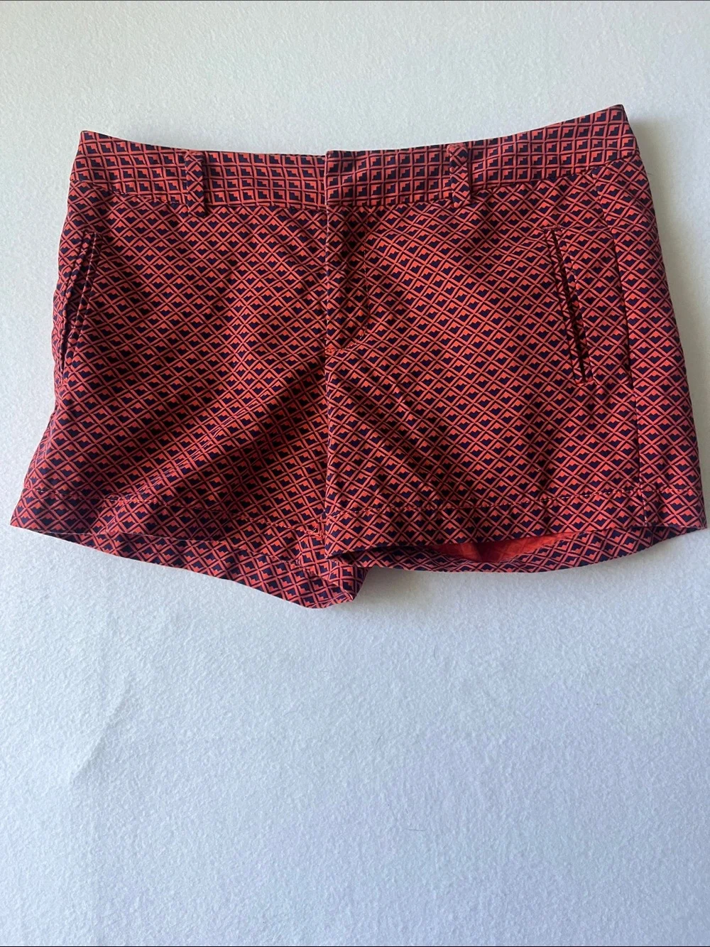 STYLUS Orange & Navy Geometric Chino Shorts